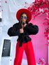 "BLACK SPRITZ" - suede-like jacket